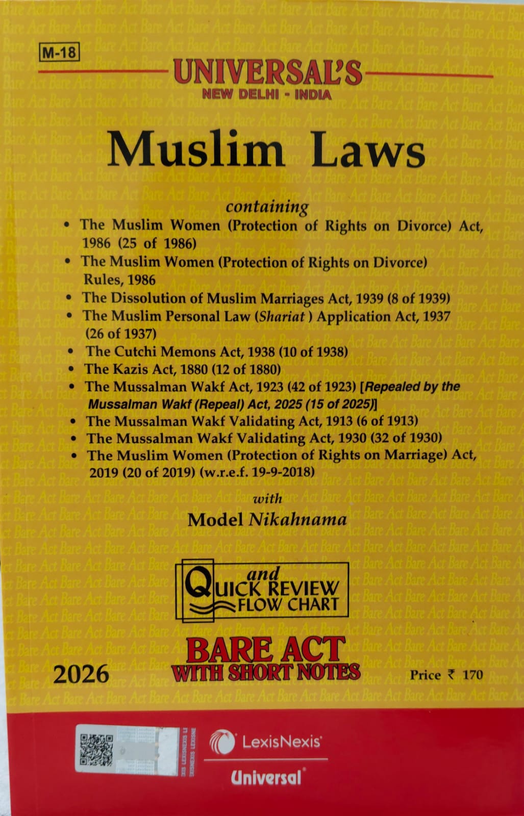 Muslim Laws Universal's M-18 Bare Act With Short Notes 2026