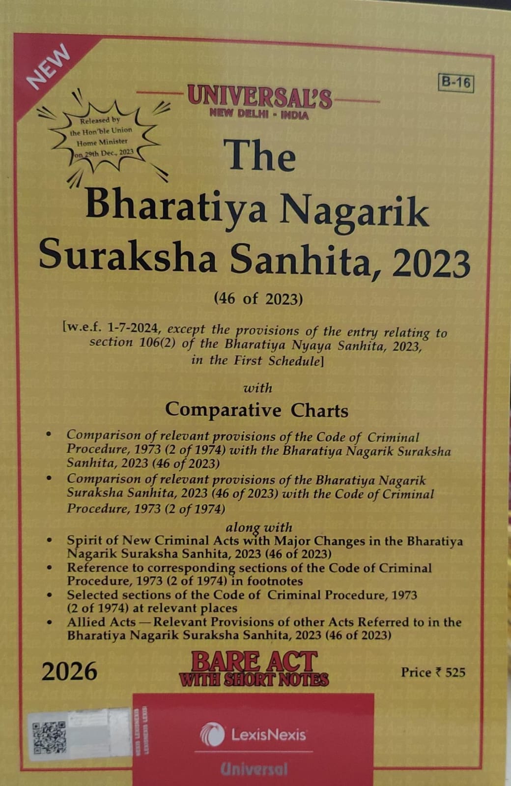 bhartiya nagrik suraksha sanhinta 2023 46 of 2023 bare act with short notes 2026 universal lexis nexis