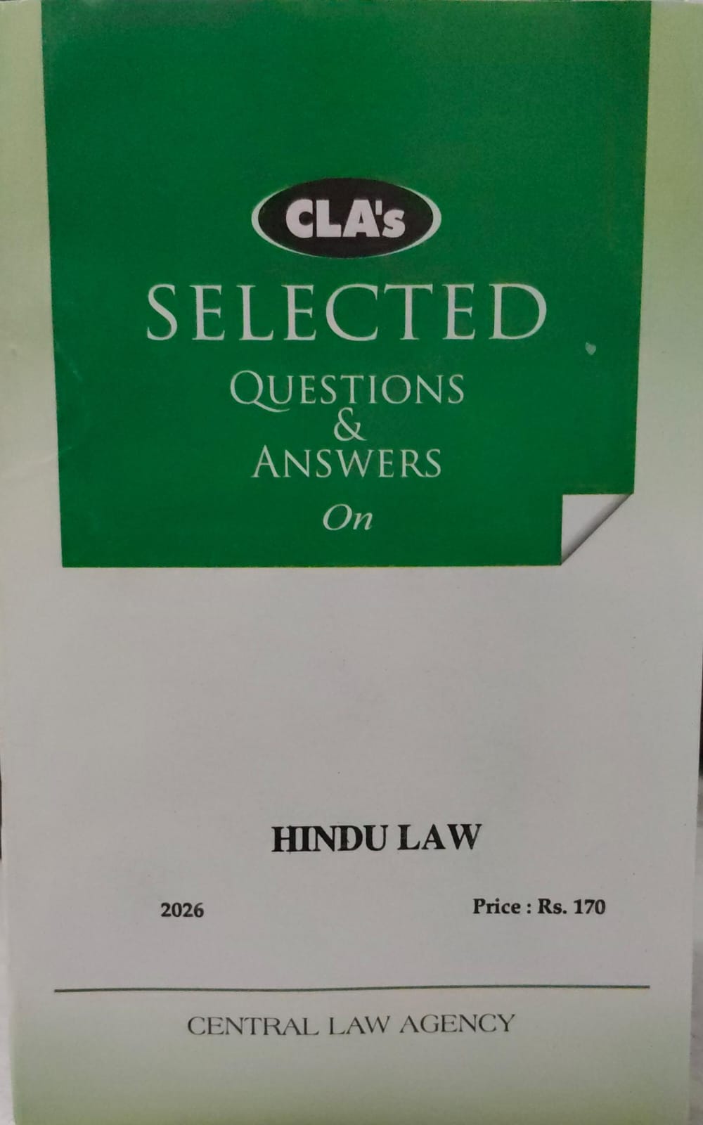 CLA'S SELECTED QUESTIONS & ANSWERS ON HINDU LAW 2026