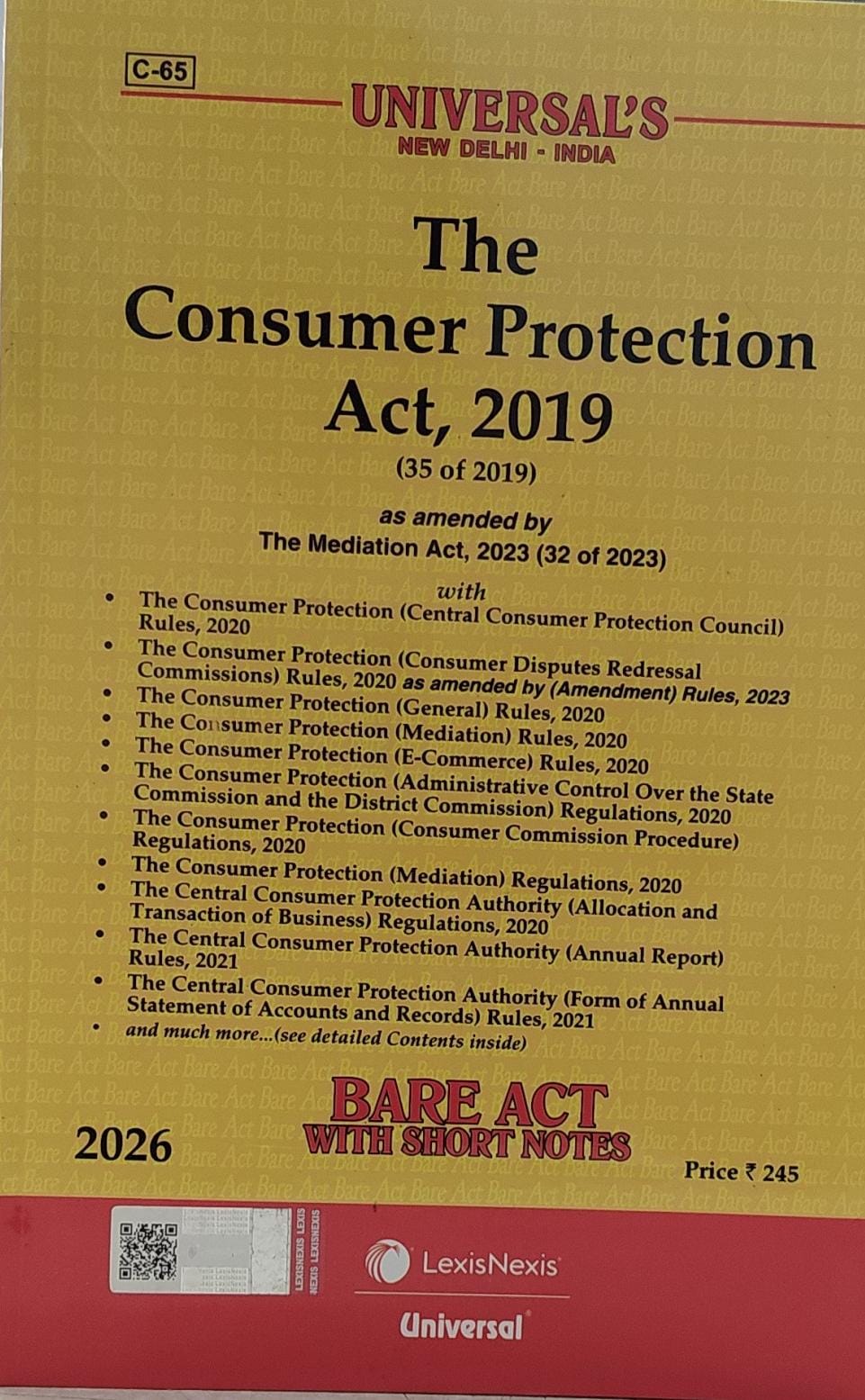 THE CONSUMER PROTECTION ACT 2019 BARE WITH SHORT NOTES 2026 UNIVERSAL LEXIS NEXIS