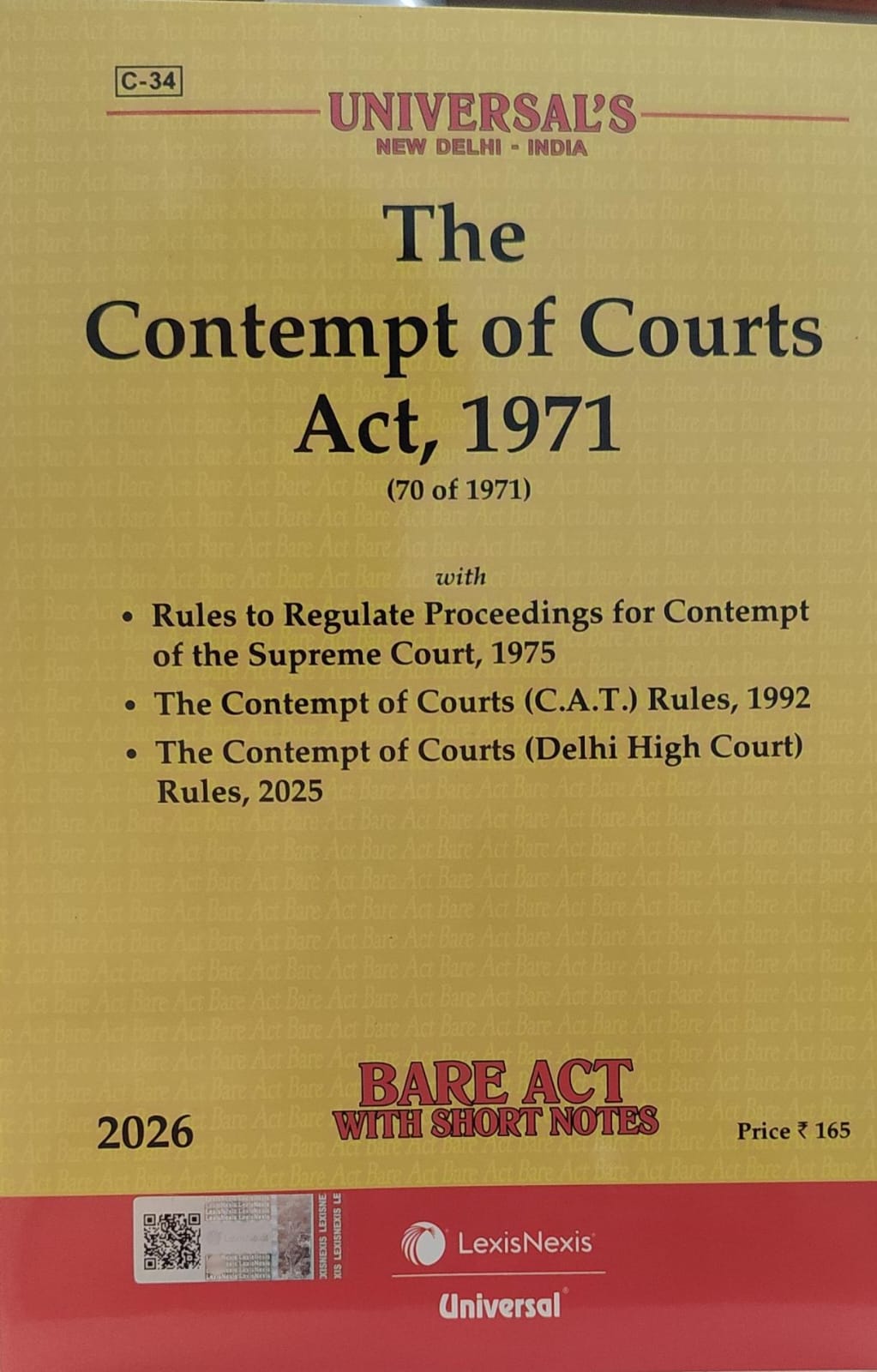 the contempt of courts act 1971 bare act with short notes 2026 universal lexis nexis