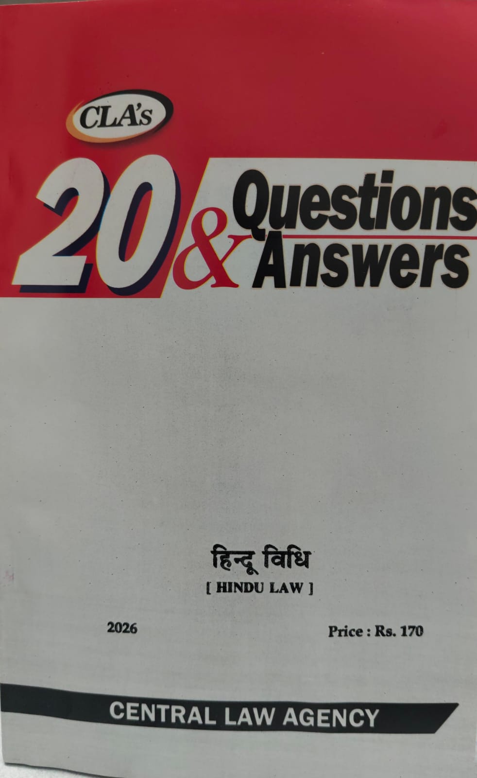 CLA,S 20 QUESTIONS & ANSWERS HINDU LAW 2026 CENTRAL LAW AGENCY